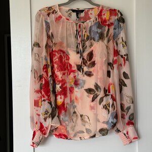 WHBM Pink Floral Blouse NWT